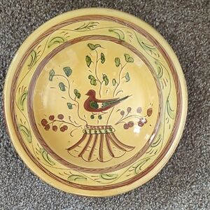 Italian Pottery Golden Bird Soup Bowl